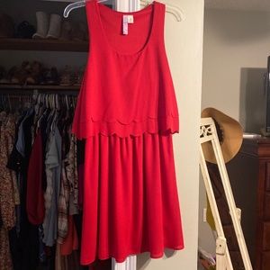 Alya red scalloped dress